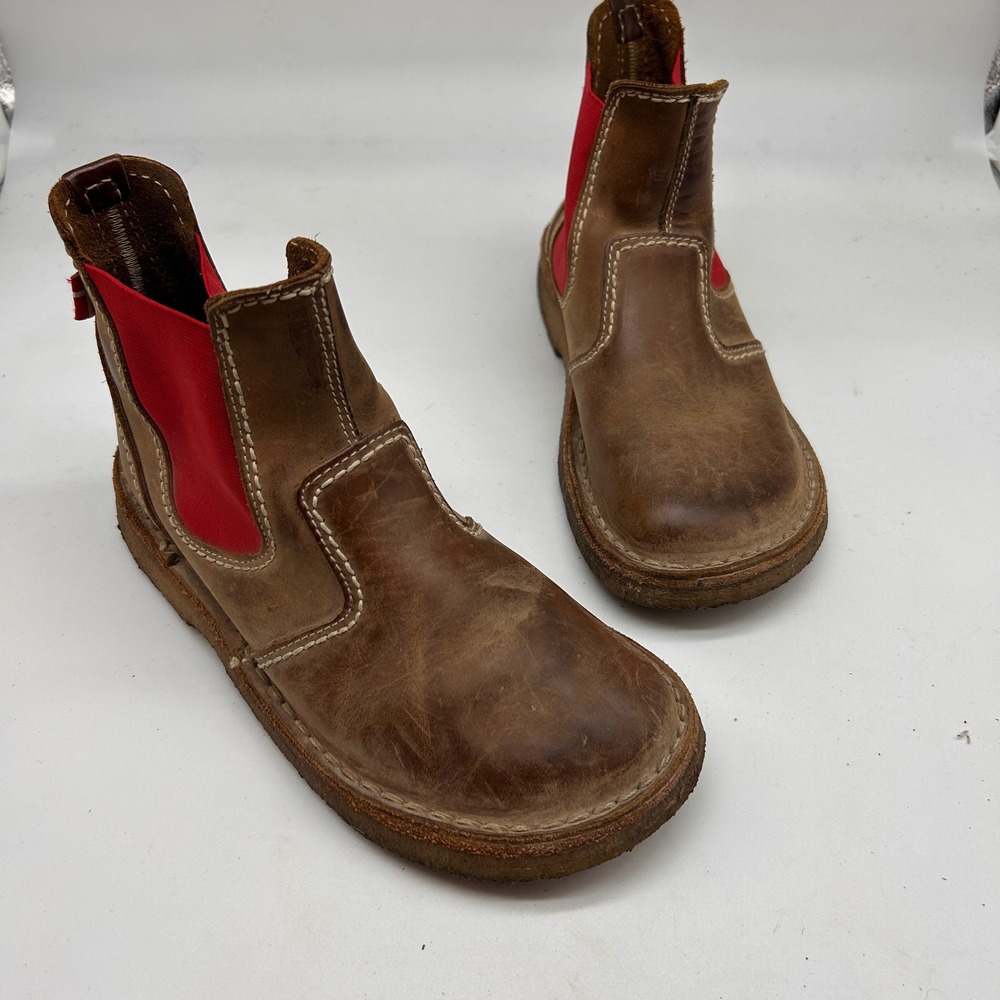 Duckfeet Roskilde Brown Leather Red Elastic Chelsea Boots EU 37 Crepe Sole